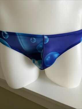 Men's Blue Bubble Print Swim Briefs